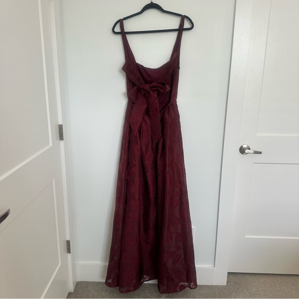 NWT Lulus Perfected Aura Red Jacquard Tie-Back Maxi Dress with Pockets - Picture 7 of 16